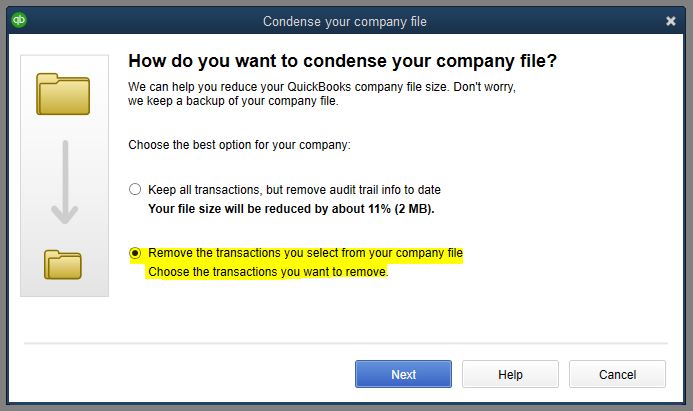 QuickBooks Condense - Screenshot
