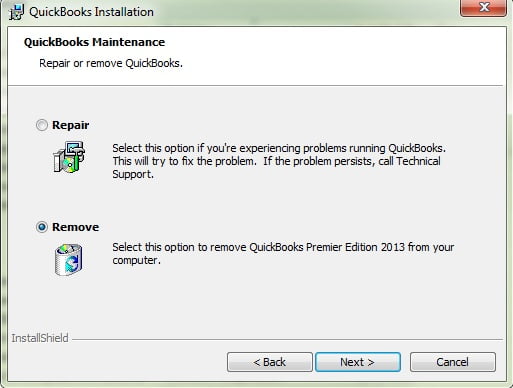 Uninstall Repair the QuickBooks 