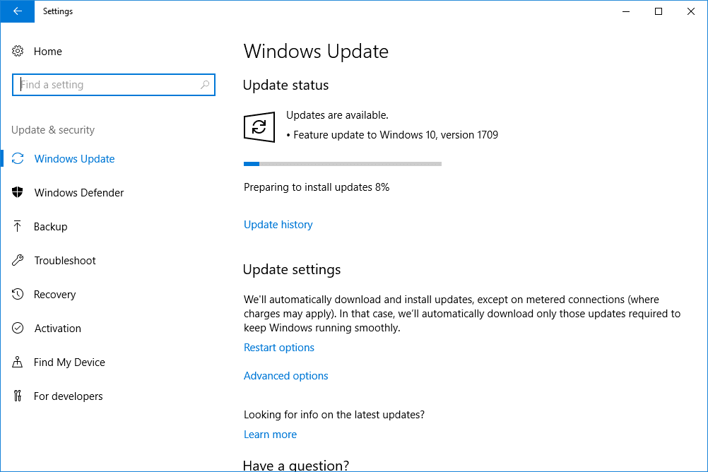 Windows Update Screen 