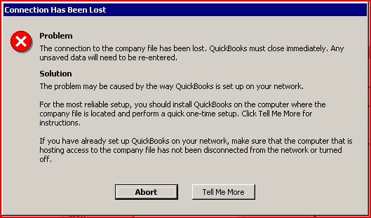 QuickBooks Abort Error - Screenshot