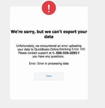 QuickBooks error code 105 - Screenshot
