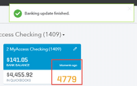 Running a manual update on your bank account 2- Screenshot