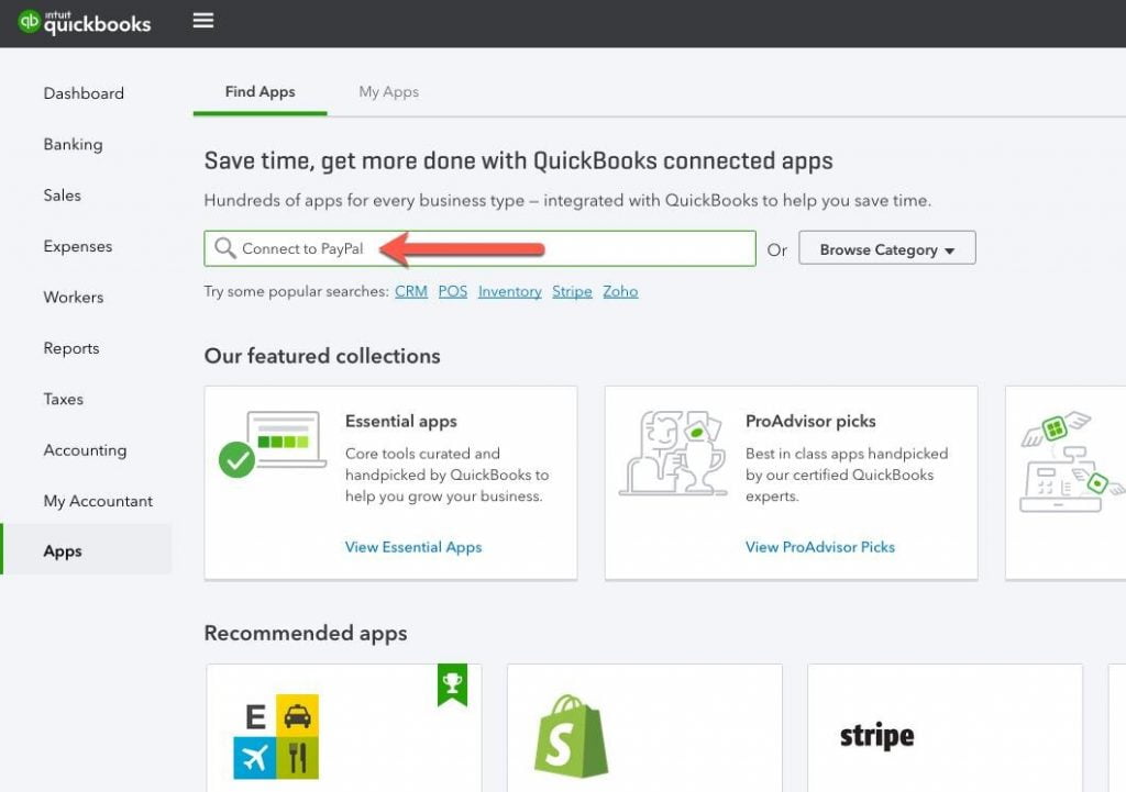 Steps to Sync QuickBooks Online account with PayPal - Screenshot
