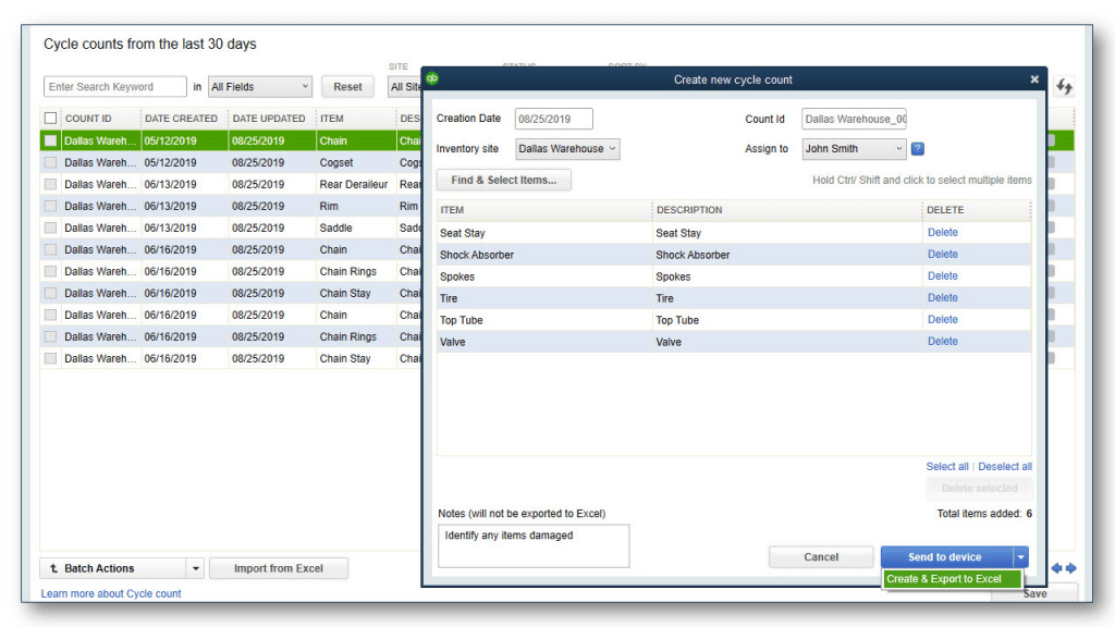 Inventory cycle count work-flow summary without Advanced Inventory