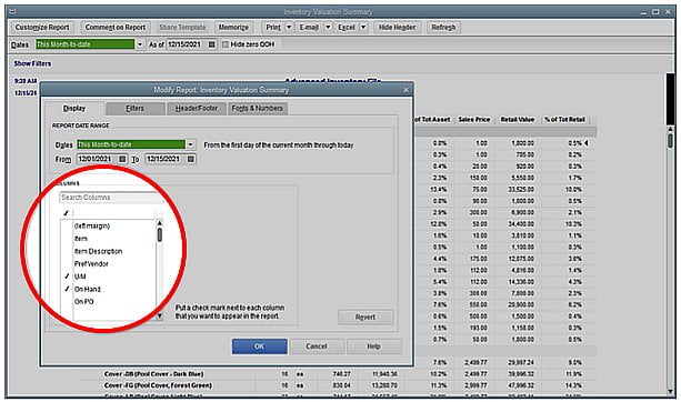 Enhanced Inventory Reports in QuickBooks - Screenshot