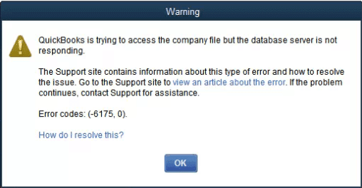 QuickBooks Error Code 6175-0 - Screenshot