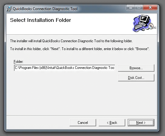 Installation folder connection diagnostic tool -screenshot