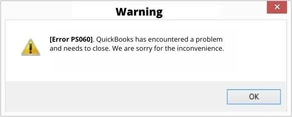 QuickBooks error PS060