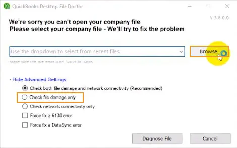 Repair QuickBooks file doctor