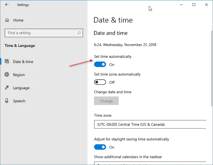 Verify system date and time on windows 10