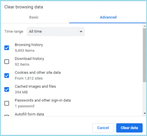 clean history or cache 