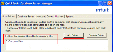 Add folder - QuickBooks Database Server Manager