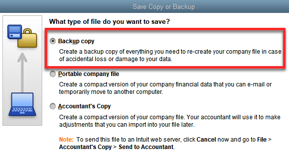 Make a backup company file 