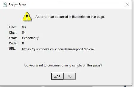 QuickBooks script error 