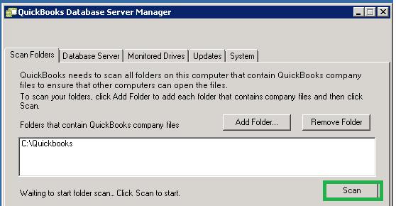 Scan Folders - QuickBooks database Server manager