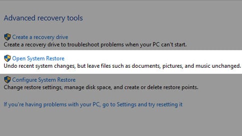 System restore tool - error code 392