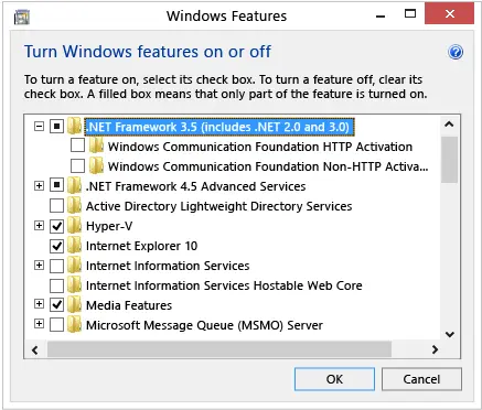 .Net framework 3.5 enabled - QuickBooks install diagnostic tool