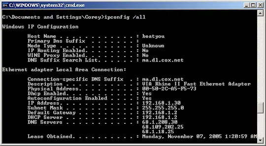 Ipconfig in QuickBooks