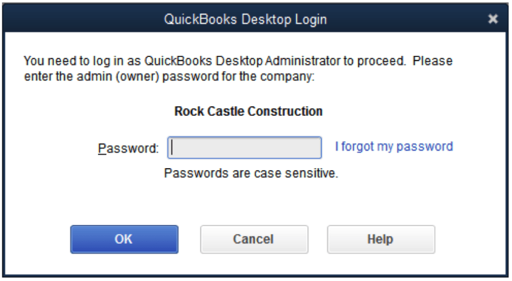 QuickBooks Desktop Login Password Reset