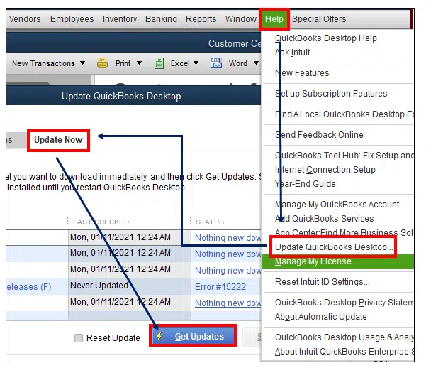 Update QuickBooks - compile error in hidden module quickbooks