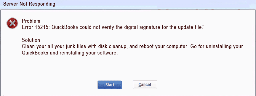 QuickBooks Error Code 15215 - Screenshot