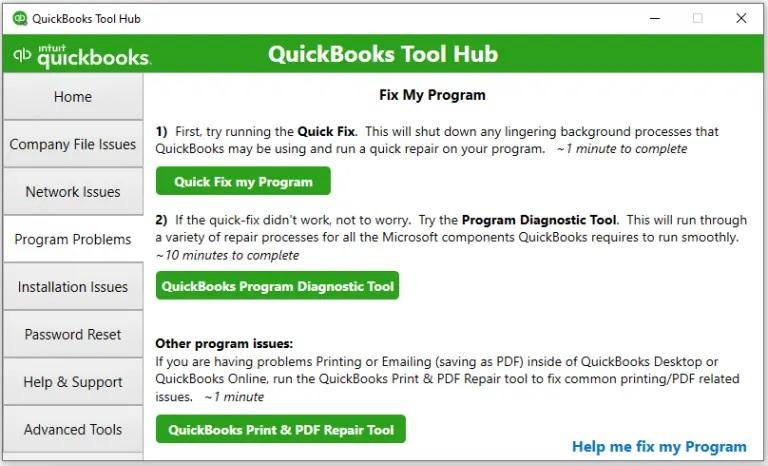 Run Quick Fix My Program - Update errors in QuickBooks 
