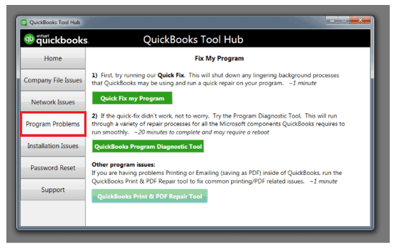 Program Problems In QuickBooks