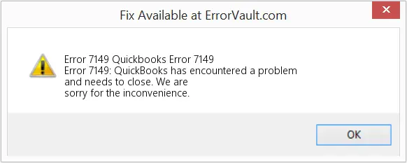 QuickBooks error code 7149 - Screenshot