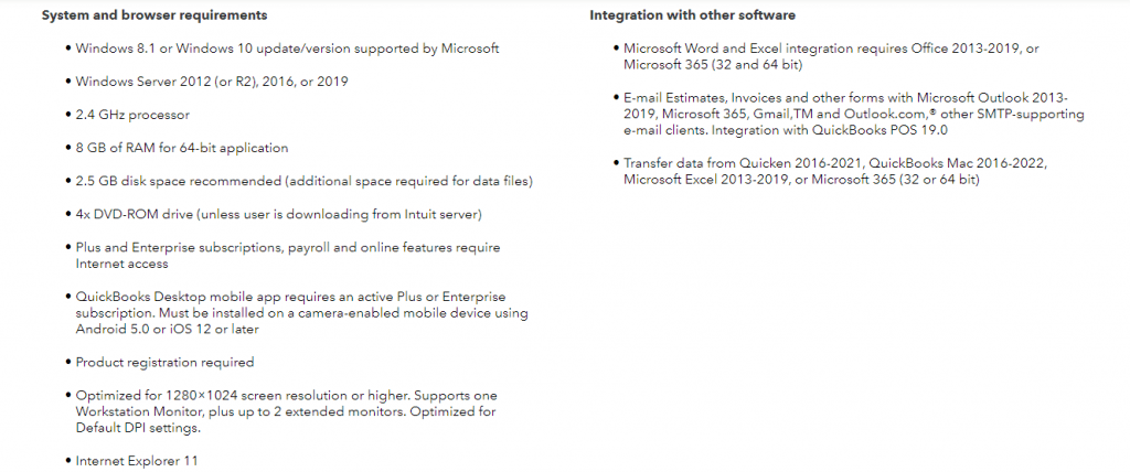 System Requirements for QuickBooks Desktop 2022-Screenshot
