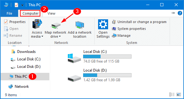 image describing how to map network drives.