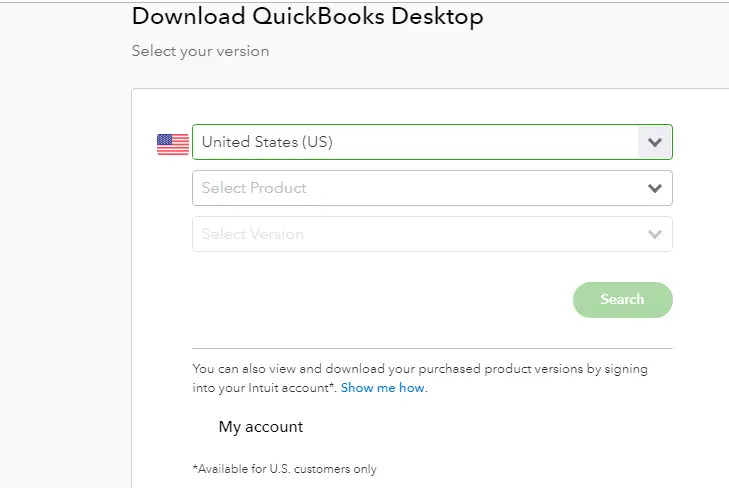 Download QuickBooks Desktop from Internet Screenshot