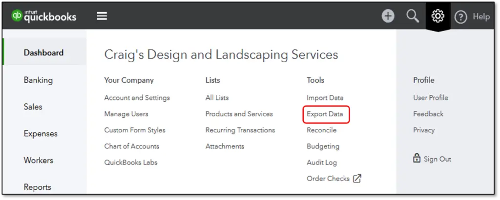 Export data - move quickbooks company file to quickbooks online