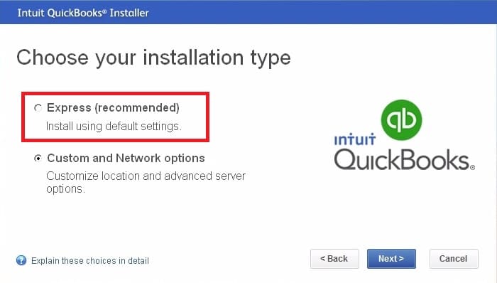 Installation type - QuickBooks Pro