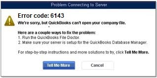 QuickBooks error code 6143 - screenshot