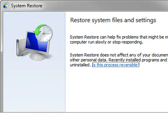 restore system file-error code 557
