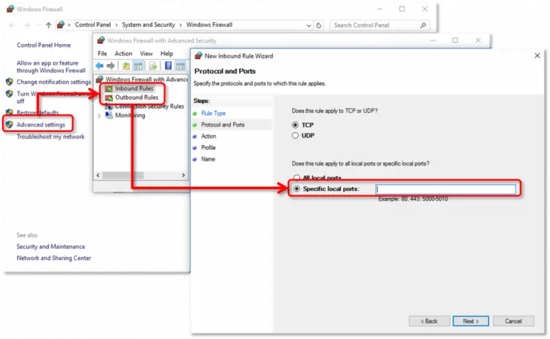 Antivirus and firewall configuration 