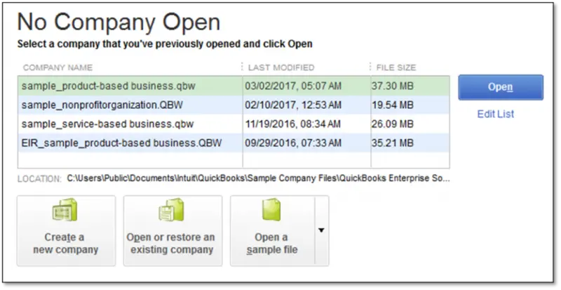 open a sample company file - screenshot.webp