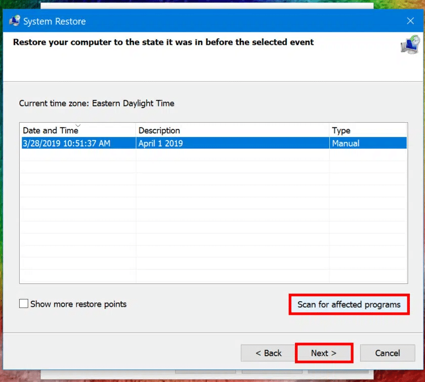 System Restore Tool