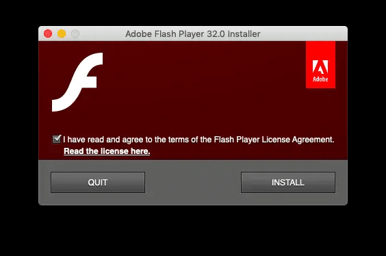 Install Adobe flash player - screenshot