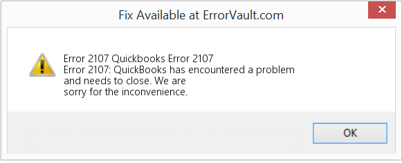QuickBooks Error code 2107