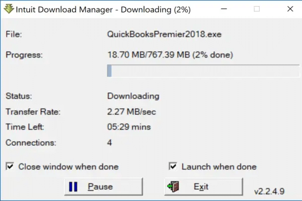 download and install QuickBooks desktop trial version - download promt