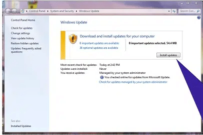 install windows updates - QuickBooks Error code 2107