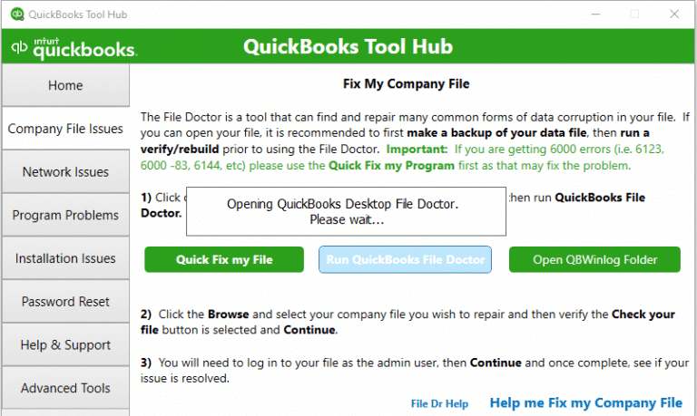 QuickBooks file doctor tool