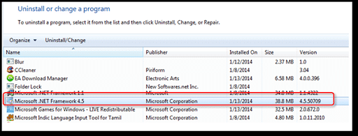 Uninstall Microsoft .NET - QuickBooks BEX error 