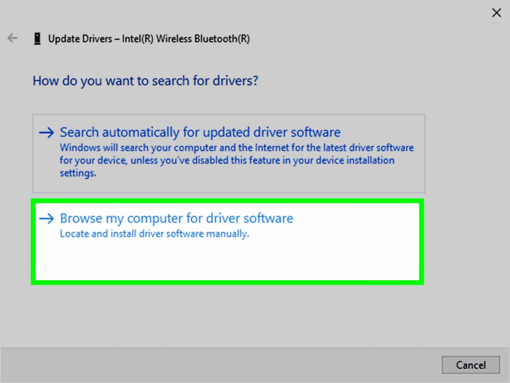 browse the system for driver software