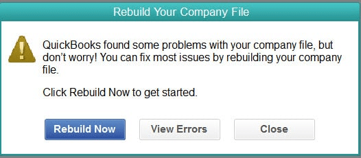 Rebuild now - QuickBooks error code 6000 82