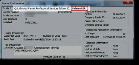 checking QuickBooks version