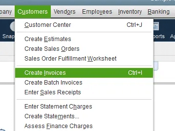 generating an invoice from scratch in QuickBooks