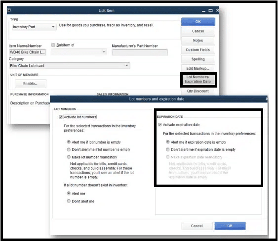 inventory expiration dates on lot numbers