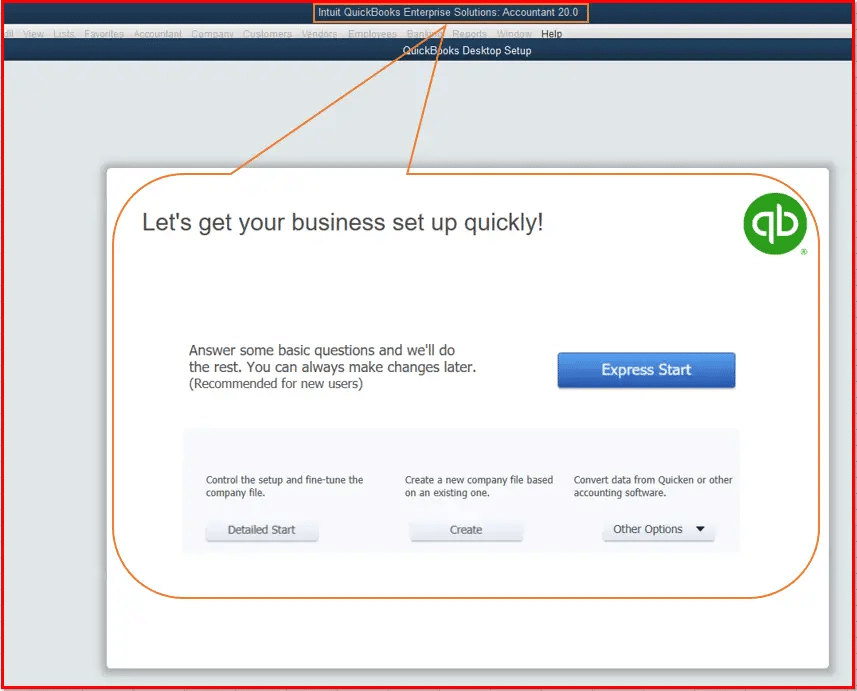 Express start- QuickBooks company file backup